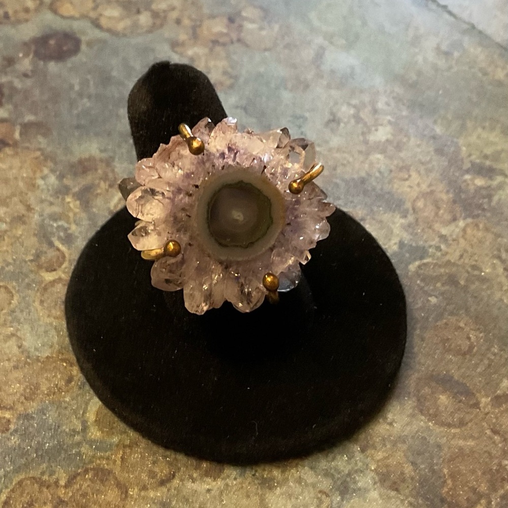 Amethyst Druzy Geode Statement Ring - Unbranded